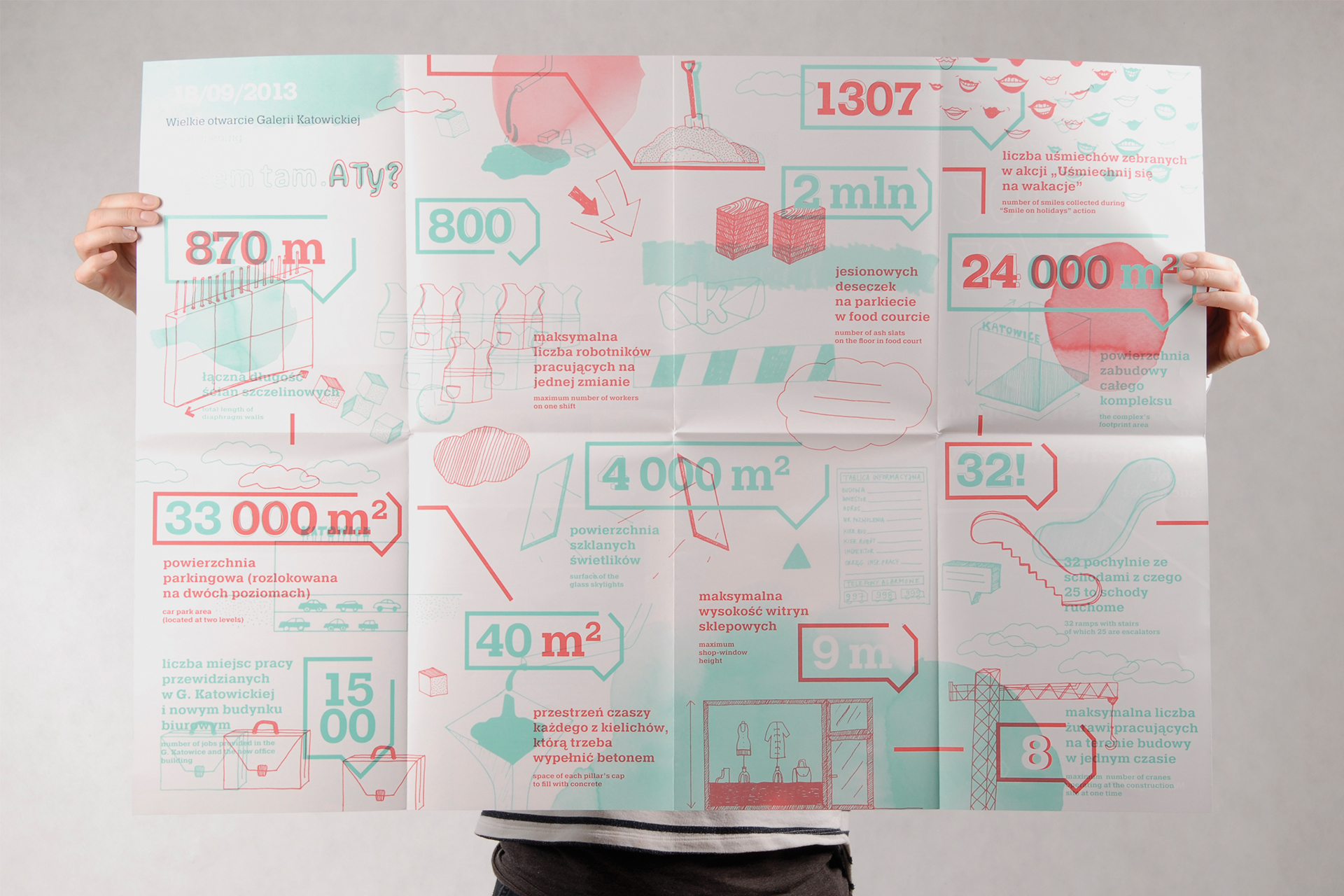 Projekt publikacji wraz z autorskimi infografikami, ilustracjami Dziennika Budowy KTW w Katowicach