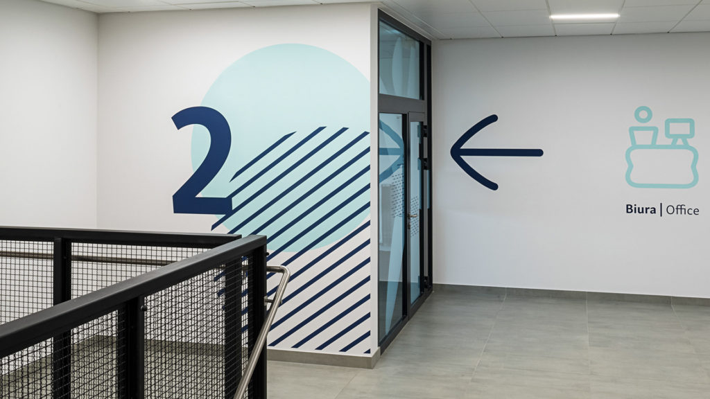 Wayfinding system & environmental graphics in Gemini Park in Tychy