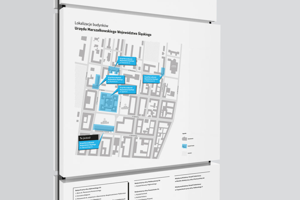System informacji wizualnej dla budynku Urzędu Marszałkowskiego w Katowicach