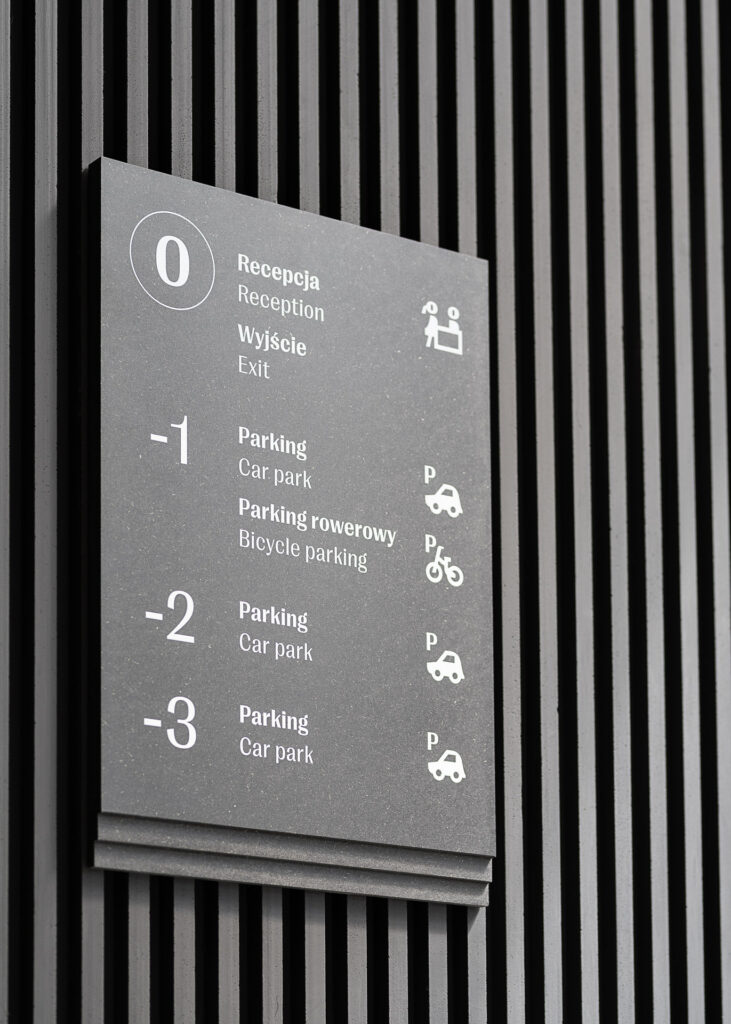 Wayfinding system made on black MDF