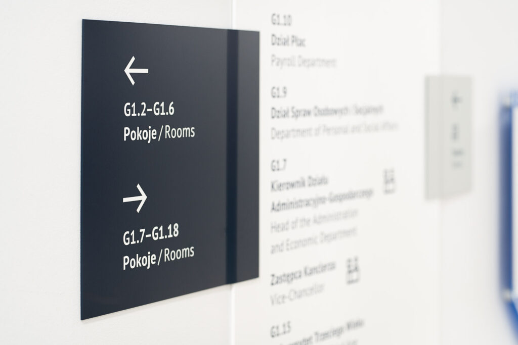 Information design for wayfinding system inside the Silesian University in Cieszyn