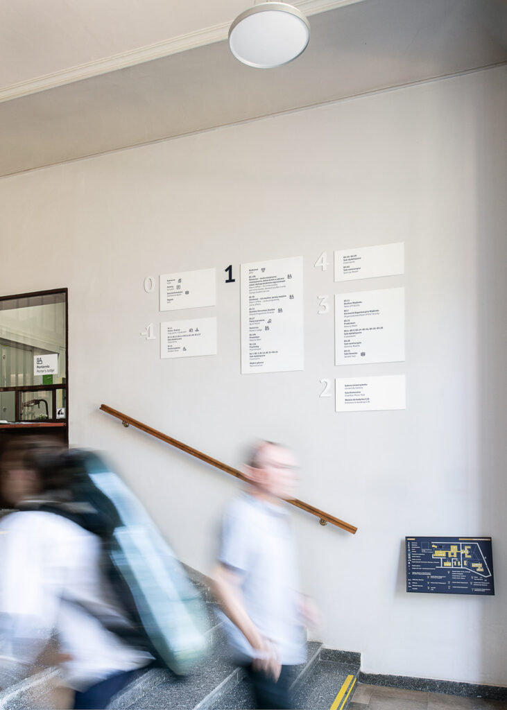 Wayfinding system inside the building of University of Silesia