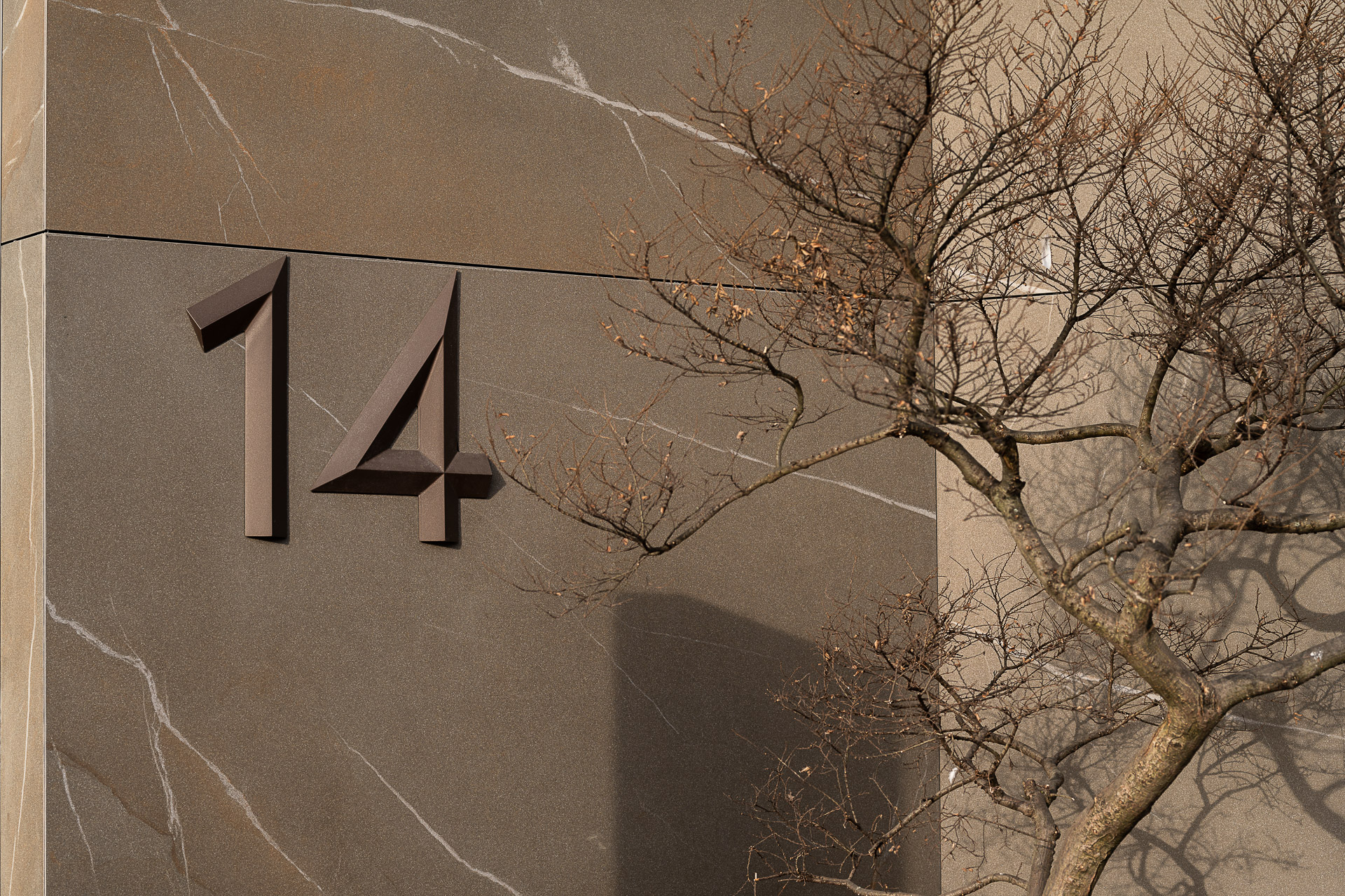 Wayfinding system on the facade of the residential building