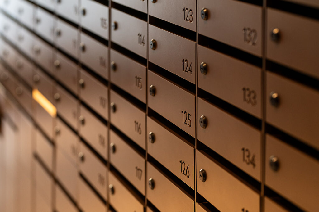 Signage on the mailbox in residential building