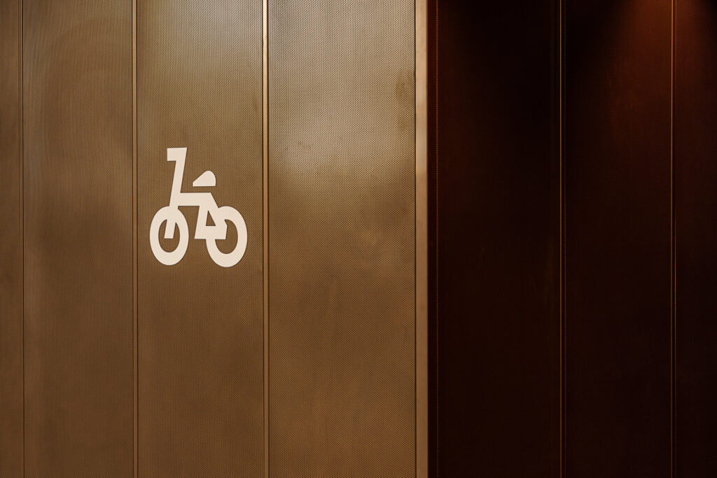 Bike storage signage in the parking