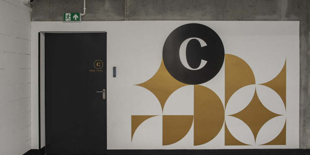 Wayfinding system in the parking in residential building DOKI Living in Gdansk