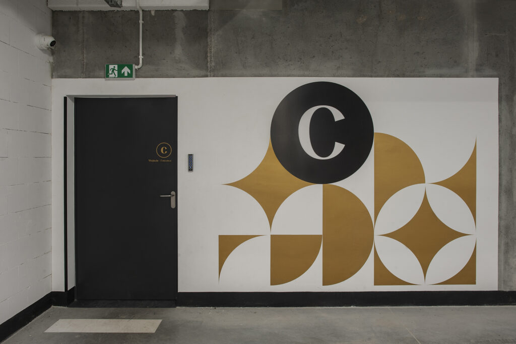Wayfinding system in the parking in residential building DOKI Living in Gdansk