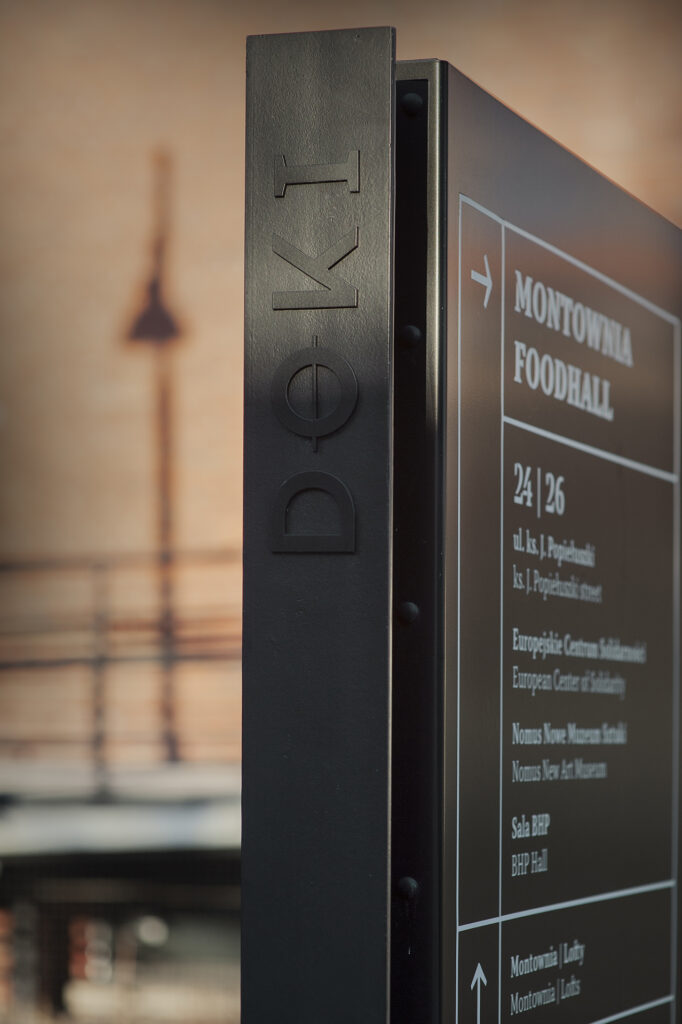 Wayfinding system for the post-shipyard place DOKI in Gdansk