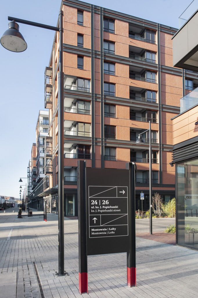 Directional totem in DOKI in Gdansk