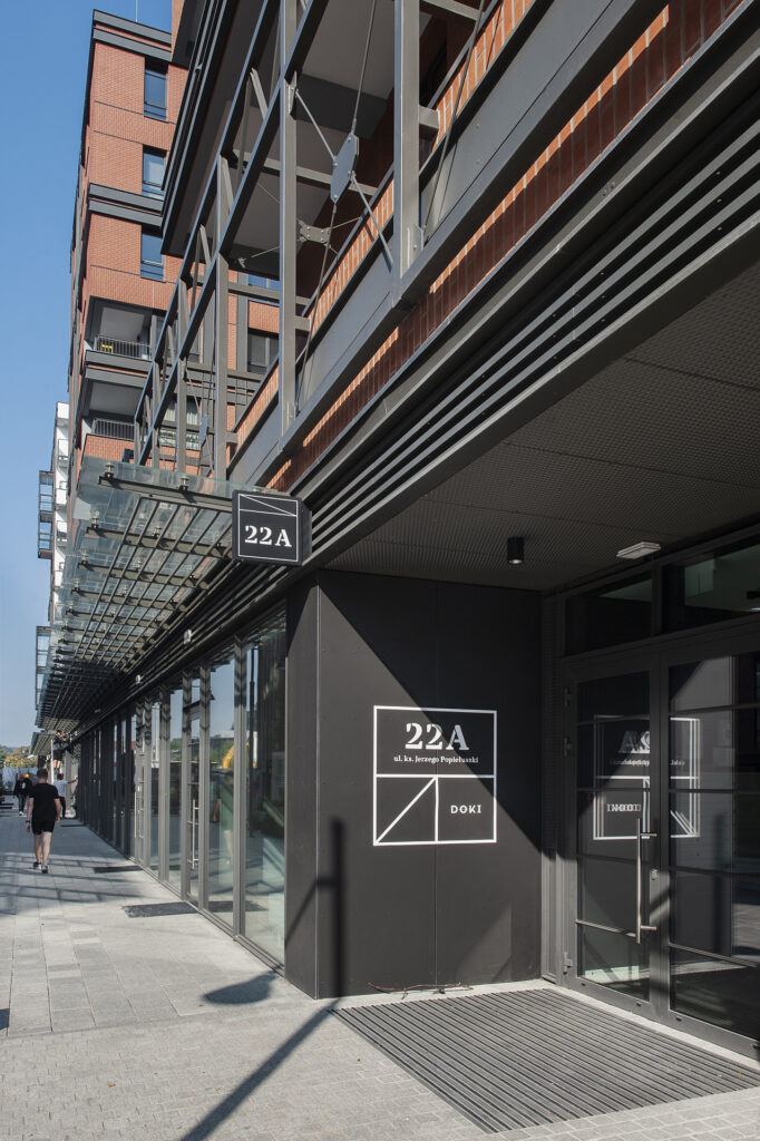 Entrance signage to the apartment building