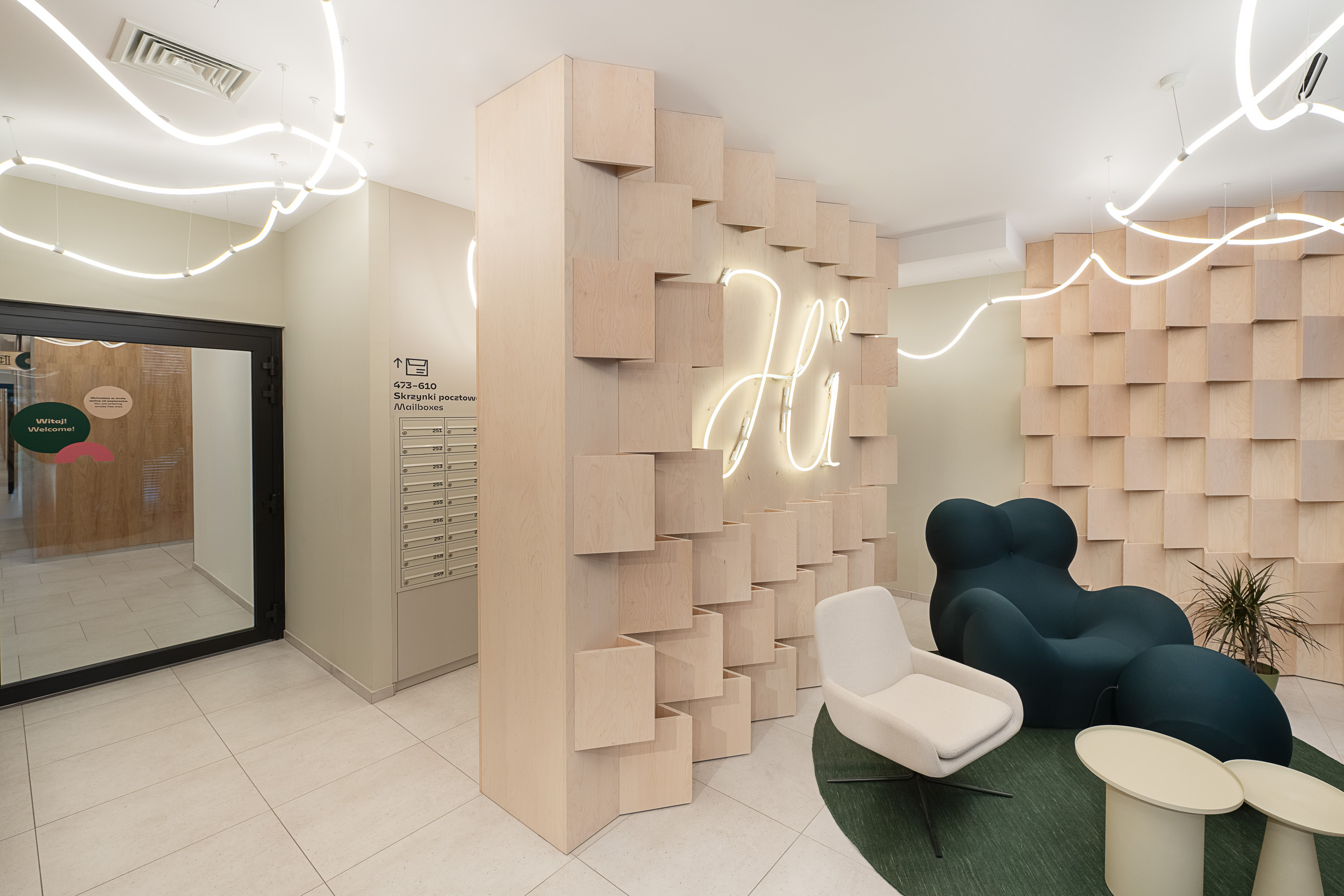 Wayfinding system residential building lobby design