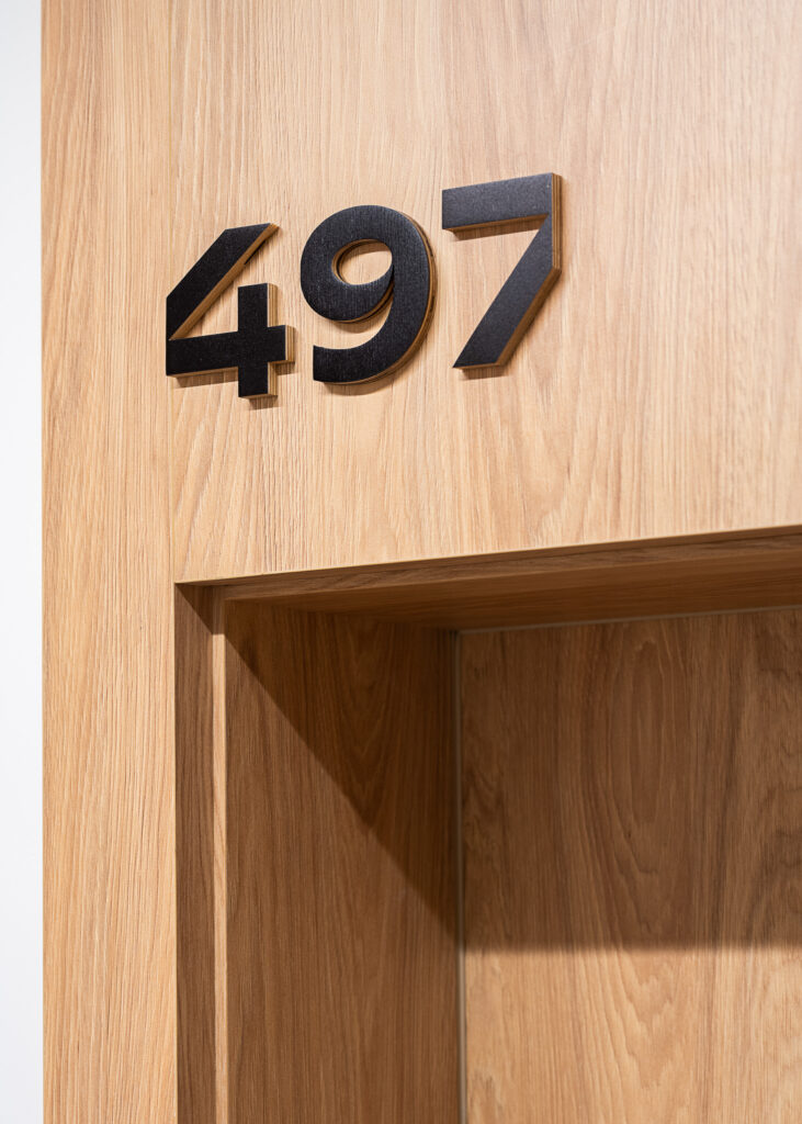 Wayfinding system residential building apartment number