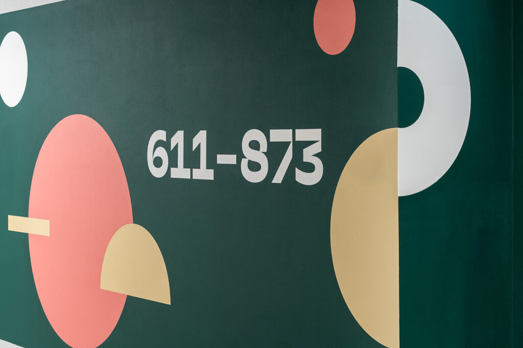 Wayfinding system residential building parking staircase signage