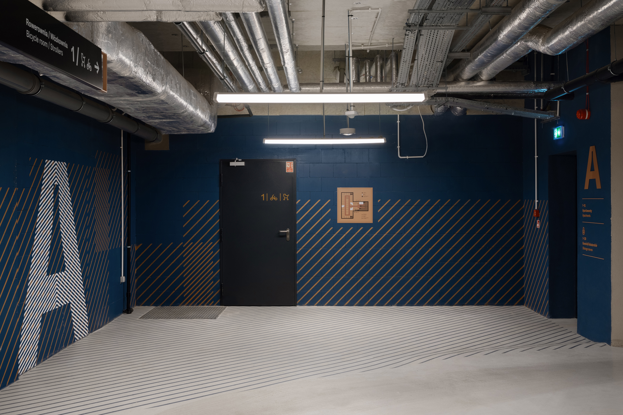 Słoneczne Tarasy w Łodzi system informacji wizualnej w parkingu