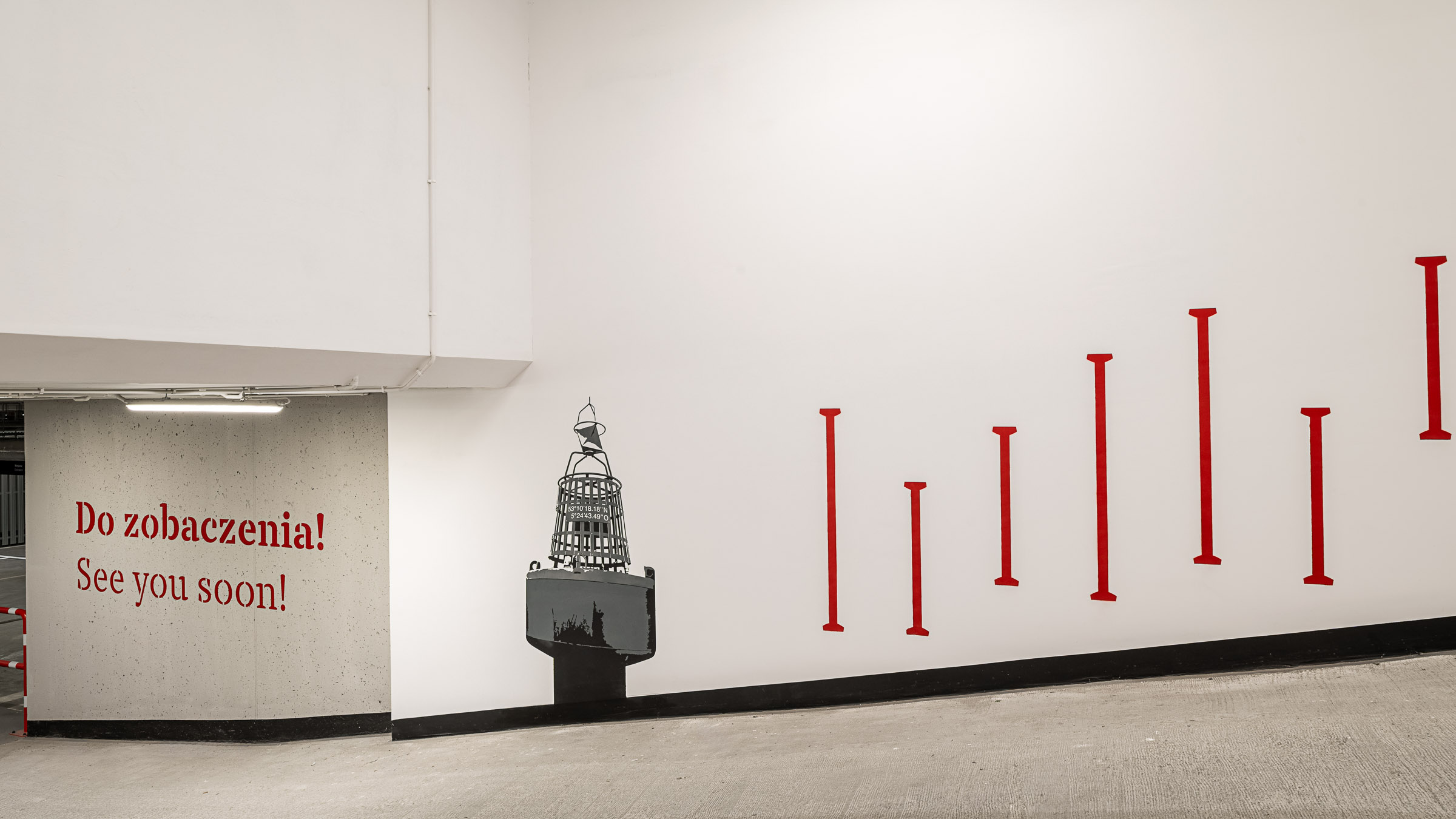 Doki Living II Gdańsk grafiki wizerunkowe w parkingu