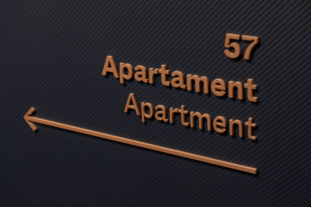 Słoneczne Tarasy w Łodzi detal systemu informacji wizualnej