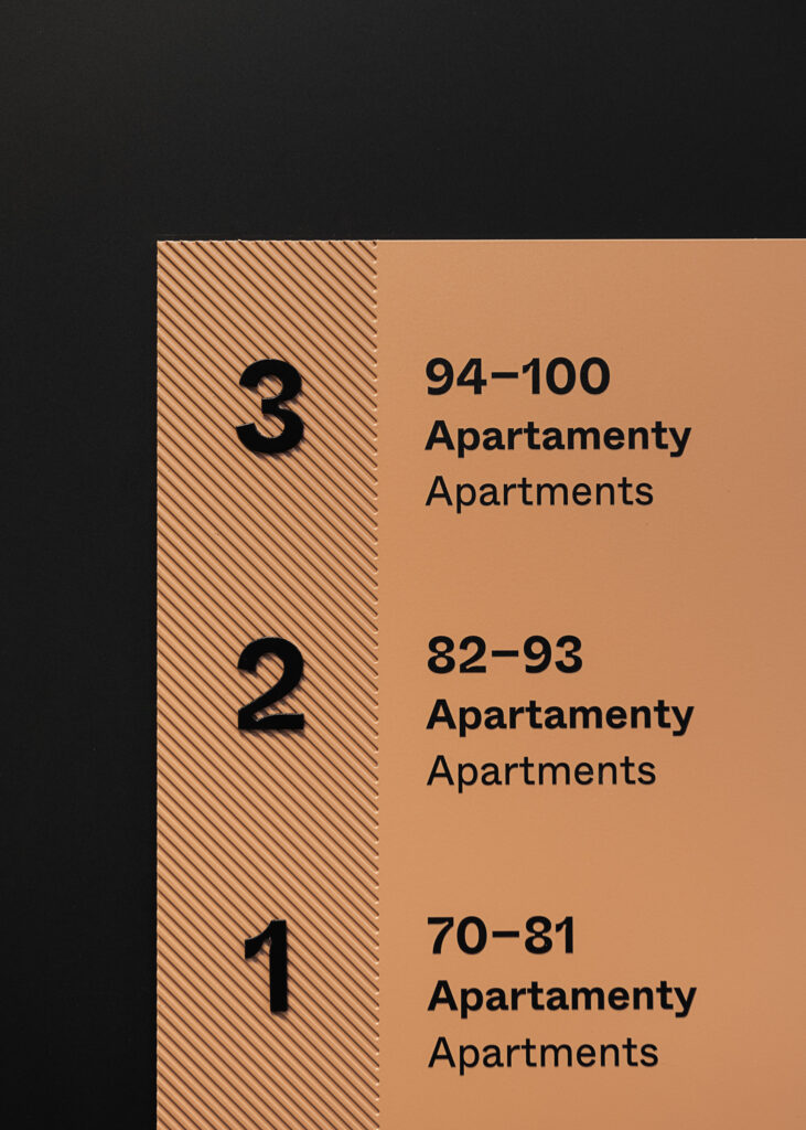 Słoneczne Tarasy w Łodzi detal tablicy przy windzie