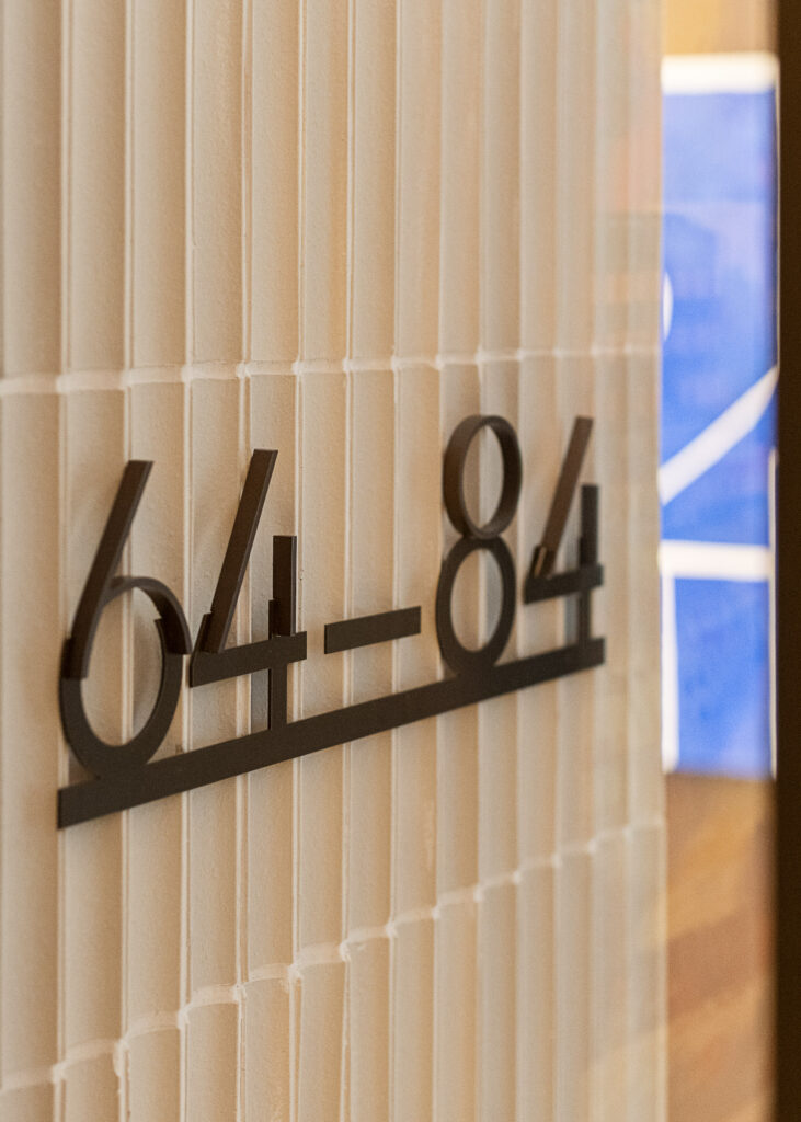 Custom designed wayfinding element apartment numbers leitsystem orienterungssystem