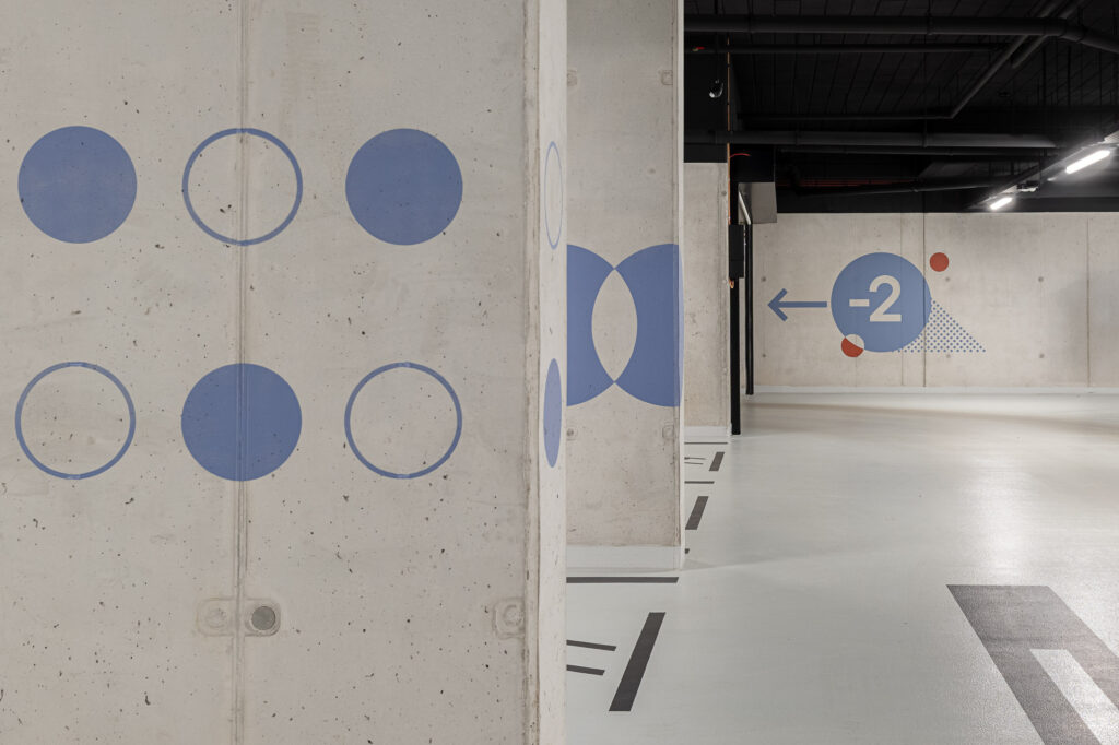 Underground parking environmental graphics for the wayfinding system