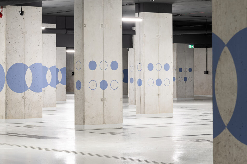 Underground parking environmental graphics for the wayfinding system