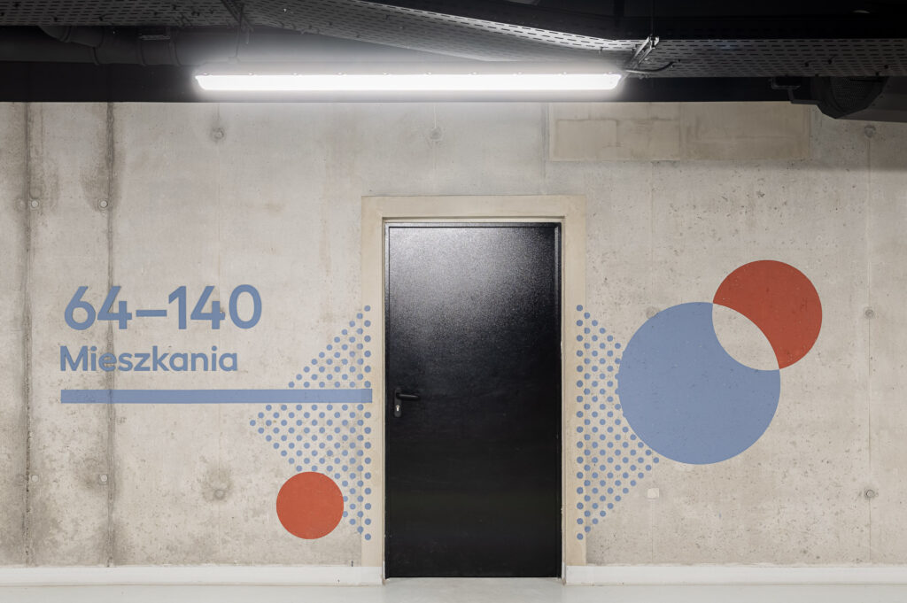 Wayfinding system in the underground parking in Lindego Noho Investment in Cracow